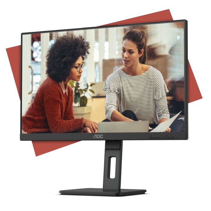AOC Monitor 24E3QAF 23.8" Full HD IPS 100Hz Ergonómico Ajustable en Altura con Altavoces, Flicker-Free y Low Blue Light - Negro